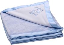 Little Me 2-Ply Baby Blanket with Thank Heaven for Little Boys Embroidery and Satin (Blue, 30 in. x 40 in.)