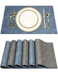 SUEH DESIGN Leather Placemats Set of 6 Reversible Table Mats Heat Resistant Waterproof No-Slip Place Mats for Dining Table Kitchen Parties