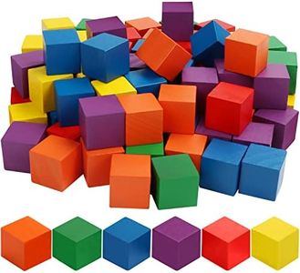 Belle Vous Cubos de Madera de Colores (Pack de 100) 3 x 3 x 3 cm - Cubos Madera Natural 6 Colores - Bloques para Manualidades, Hacer Puzzles - Regalo Educativo, Matemáticas para Niños