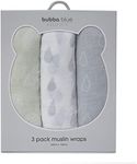 Bubba Blue Nordic Muslin Wrap 120 x 120 cm Size, Grey/Sand (Pack of 3)