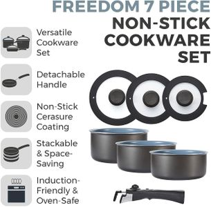 Tower Freedom 7-Piece Cookware Set – Non-Stick, Stackable Design