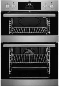 AEG 6000 Built In Electric Double Oven DEB331010M, Multilevel Cooking, 66L Main Capacity, 875x560x550 mm, Enamel Cleaning, LED Display, Stainless Steel