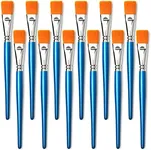 GACDR 1 inch Flat Paint Brushes for Acrylic Painting,12 Pieces Large Synthetic Paint Brushes Bulk with Wooden Handle for Acrylic, Watercolor, Oil, Crafts, Face Body Art