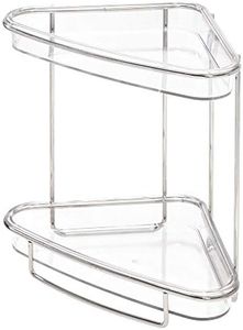 InterDesign iDesign Corner Shelves, Plastic and Metal 2-Tier Storage, Clear/Brushed Nickel