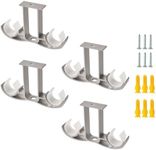 UFURMATE Curtain Rod Brackets, 4Pcs Aluminum Alloy Ceiling-Mount Brackets Double Curtain Holders Window Drapery Rod Hanging Supports for 24-30mm Curtain Pole (Grey)