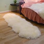 Woolous Real Sheepskin Rug 180x60cm Natural Double New Zealand Sheepskin Rugs Extra Thick Breathable Fluffy Area Rug for Living Room, Bedroom, Sofa (Ivory)