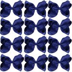 Large Boutique Hair Bows 6 Inch Cheerleading Cheerleader Cheer Bow Alligator Clips(Navy Blue)