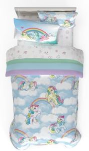 Franco Collectibles My Little Pony Classic Retro Rainbow Bedding 5 Piece Super Soft Comforter and Sheet Set with Sham, Twin, (100% Official Licensed Product)