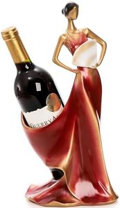 Yesland Wine Bottle Holder, Resin Wine Rack Red Single Beauty Lady Statue Wine Holder Stand Decor for Kitchen Bar Countertop Tabletop - 13.5 x 6.5 x 5.5 Inch