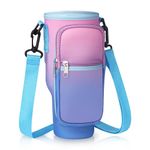 MultiValue Water Bottle Carrier Bag for Stanley Cup, Fashion Water Bottle Holder with Strap Phone Pocket, Water Bottle Pouch Bag Fits Stanley 40oz Tumbler for Walking and Hiking (Purple Gradient)