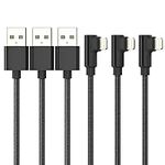 ADILIFT Long iPhone Cable 2m 90 Degree 3Pack [MFi Certified] Right Angle Lightning to USB Cable Nylon Braided iPhone Charger Lead Lightning Fast Charging Cable for iPhone 11 Pro Max Xs X XR 8 7 6