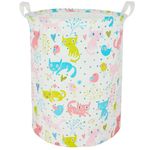 BOOHIT Animal Cartoon Cat Kids Toy Storage Laundry Basket Room Decor Tall Fabric Baby Nursery Hamper Large Collapsible Storage Bin Birthday Halloween Christmas Easter Gift(Multicolor Cat)