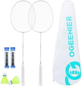 OGEENIER Badminton Rackets Set of 2, Racket for Beginners, Includes 2 Nylon Birdies, 2 Grips Tape, Badminton Bag - Badminton Sets for Backyards and Outdoor Games