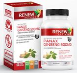 Renew Actives Panax Ginseng Capsules - Enhance Physical & Cognitive Health, Boost Energy for Adults - 60 Capsules