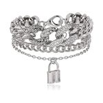 Jewels Galaxy Silver Plated Stone Studded Lock inspired Multi-strand Bracelet For Women and Girls (CT-BNGI-49181)