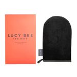 Lucy Bee Reusable Self Tan Mitt for Self-Tanning Application, Double-Sided Velvety Soft Applicator for a Streak Free Fake Tan and Stain Free Hands, Washable Black Tan Mitt in FSC Card Carton