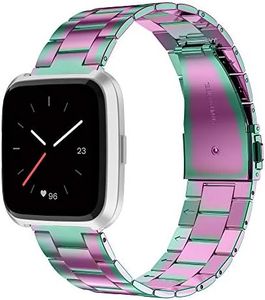 Wearlizer Stainless Steel Bands Compatible for Fitbit Versa/Versa 2/Lite/SE - Ultra-Thin Lightweight Replacement for Men and Women