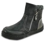 kozi Canada Women Comfort Casual Ankle Bootie RILEY-4 Fall Boot Wedge Boot Side Zipper Removable Insole Black Size 10