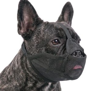 DoggieKit French Bulldog Muzzle, Soft Breathable Short Snout Dog Muzzle with Eye Hole Tongue-Out Pocket, Allow to Drink Feed, Stop Biting Chewing, Adjustable Frenchie Mouth Cover for Small Medium Dogs