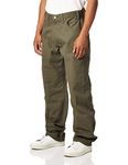 Dickies Men’s Relaxed Fit Sanded Duck Carpenter Jean, Moss Green, 32W x 32L