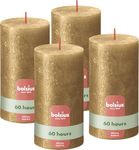 Bolsius Rustic Pillar Candle - Shimmer Gold - Pack of 4 - Long Burning Time of 62 Hours - Household Candle - Interior Decoration - Unscented - Includes Natural Vegan Wax - No Palm Oil - 13 x 7 cm