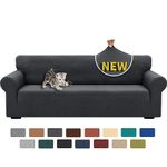 XINEAGE High Stretch Sofa Covers 4 Seater Latest Jacquard Extra Large Couch Covers for Dogs Pet 1 Piece Sofa Slipcovers Living Room Non Slip Couch Furniture Protector Washable (4 Seater, Dark Gray)