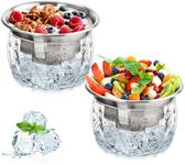 ZENFUN 2 Pack 20 Oz Chilled Dip Bowl with Acrylic Ice Bowl Base, Stainless Steel Ice Chilled Serving Dish Iced Salad Bowl Set for Chilled Pasta, Potato, Dressing, Fruit