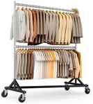 HOKEEPER Clothes Rack Z Base Clothing Rack Commercial Garment Rack Hold 550 LBS Heavy Duty Clothing Rack for Hanging Clothes Rack with Wheels Rolling Portable Z Rack 22.8" D x 62.6" W x 87.8" H