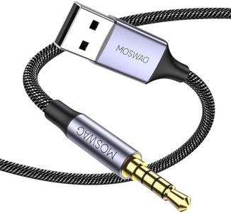 MOSWAG Aux Câble Jack Audio 3,5 mm vers USB 2.0, Câble de Connexion PC avec fiche plaquée Or 3,5 mm et Prise USB 2.0 pour Lecteur MP3, iPod Shuffle, PS4, PS5, Casque
