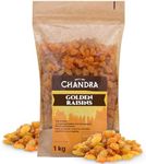 Chandra Whole Foods – Golden Raisins 1KG - Low-GI & Low-Fat Dried Grapes for Healthy Snacking, Smoothies, Salads, Baking & Cooking - Gluten-Free & Soy Free Sultanas, High in Fibre & Antioxidants