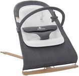 Baby Bouncer for Babies 0-6 Months (Aluminum) Bouncy Seat for Infants with Wood Accents - Newborn Bouncer - Portable Infant Bouncer with Removable Bar & Travel Bag