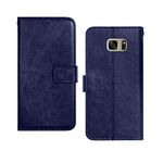 Pinaaki Enterprises Samsung S7 Edge Flip Case | Premium Leather Finish | with Card Pockets | Wallet Stand |Complete Protection Flip Cover for Samsung S7 Edge - Blue