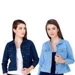 Shiva Trends Womens Denim Blue Collar Neck Jacket (Pack of 2)