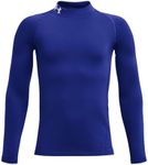 Under Armour Boys' ColdGear Armour Mock Long Sleeve T-Shirt, (400) Royal / / White, Small