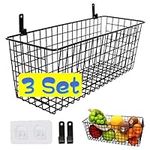 3 Set [Extra Large]Hanging Wall Wire Baskets, Farmhouse Food Storage Kitchen Pantry Laundry Closet Garage RV,Black