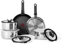 T-fal, Ingenio, Stainless Steel Nonstick Coated Cookware Set, 13 Piece Pots and Pans Set, Detachable Handle, Induction Ready, Oven Safe, RV Camping Stackable Pots and Pans Picnic Hiking