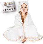 Premium Toddler Towels with Hood | Rayon Made from Bamboo Toddler Bath Towel | Large Hooded Towels for Toddlers | Toddler Towels for Girl Boy (White)