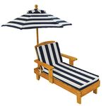 KidKraft for Kids Only, Outdoor Chaise with Umbrella and Navy Stripe Cushion