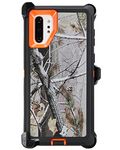 WallSkiN Case for Galaxy Note 10 Plus Heavy Duty Full Body Military Grade Drop Protection Carrying Cover Holder | Holster for Men Belt with Clip Stand – Camouflage/Orange