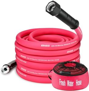 Kohree 25FT RV Water Hose, 5/8'' Premium Drinking Water Hose Leak Free, No Kink and Flexible Garden Hose with Storage Bag, Ideal for RV, Camper, Garden, Truck, Car - Pink