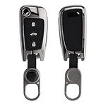 kwmobile Key Cover Compatible with Audi 3 Button Flip Key - Hard Metallic Car Key Fob Protector - Dark Grey