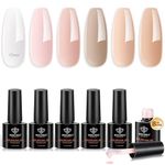 Modelones Builder Nail Gel 6 Colors, 8-in-ONE Pink Brown Builder Gel Set for Nails, Hard Gel Builder Nail Strengthener Extension Color Gel Base Gel Builder Gel in a Bottle