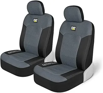 Caterpillar MeshFlex Automotive Seat Covers for Cars Trucks and SUVs (Set of 2) – Gray Car Seat Covers for Front Seats, Truck Seat Protectors with Comfortable Mesh Back, Auto Interior Covers