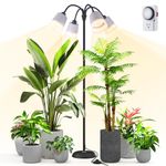 Bstrip Grow Light with Stand, 3500K Grow Light Lamp with Auto On/Off Timer Function, 40W 4 Heads Grow Lamp for Indoor Plants, 50-63 inches Height Full Spectrum Sun Lamp for Plants, Adjust Gooseneck