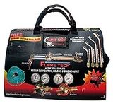 Flame Tech Complete Medium-Duty Cutting, Welding, and Heating Outfit, Oxy Acetylene Torch Kit, Cuts up to 5", Welds up to 1.25" Steel, Victor Compatible Tool Set, Tested in The USA