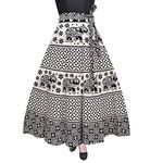 Rangun Presenting Woman's Cotton Printed B&W Color Casual Skirt (A-line :: Free Size) White