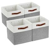 DECOMOMO Storage Cubes 11 inch Cube Storage Bin, Foldable Cube Organizer Bins for Clothes Toys Books Craft Supplies Shelves Closet Bedroom Bathroom Nursery (Grey and White, 4pcs)