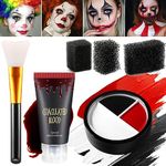 Afflano Scary Clown Makeup Halloween Face Paint Fake Blood Kit, Red Black White Face Paint for Kid Adult Costume Cosplay, SFX Special Effect Joker Goth Skeleton Zombie Vampire Makeup Oil Body Painting