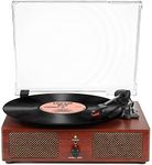 Vinyl Record Player Bluetooth with Built-in Speakers USB,Belt-Driven Vintage Turntables for Vinyl Records with 3 Speed,RCA Line Out,AUX Input Headphone Jack