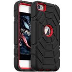 Grifobes for iPod Touch 7th Generation Case, iPod Touch 6th / 5th Generation Case, 3-in-1 Heavy Duty Shockproof Rugged Protective Cover for iPod Touch 7/6/5 Case for Kids Children(Black+Red)